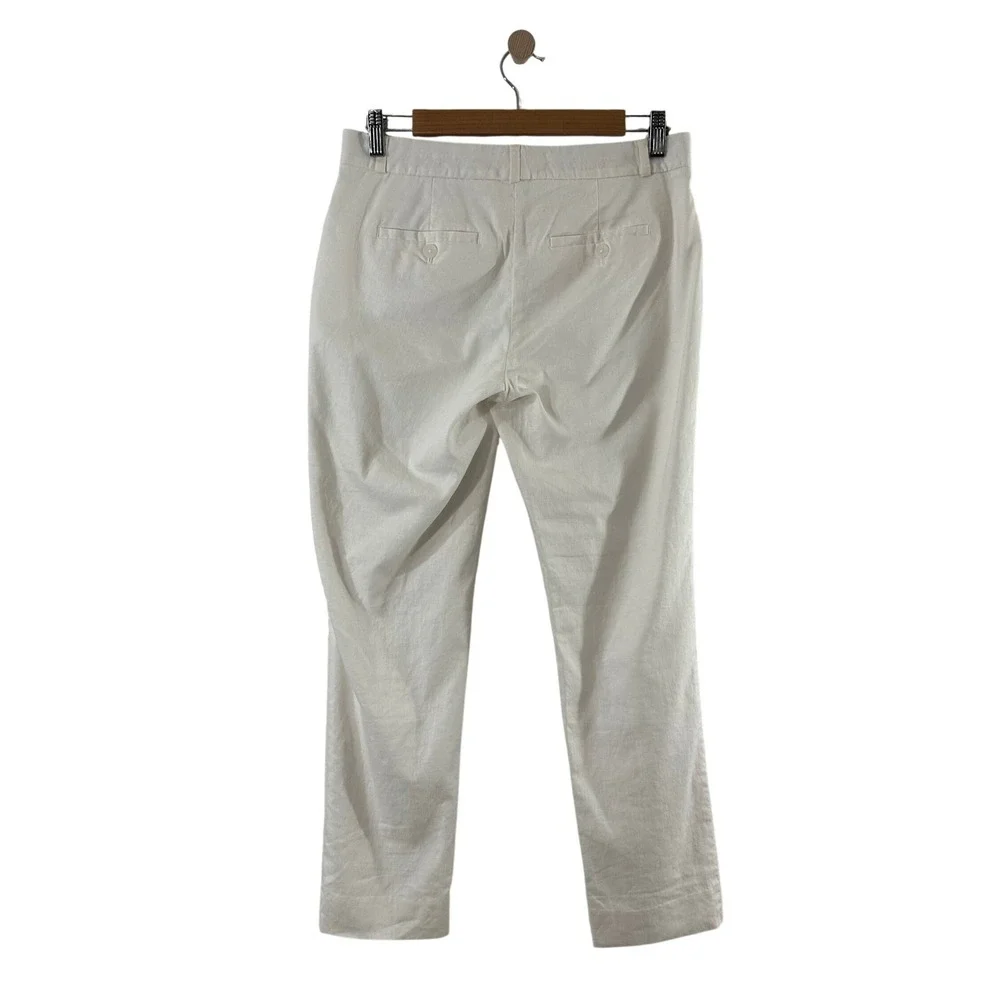 Banana Republic Avery Ankle Pants 2 White Linen Cotton Blend Slim Trousers 29x26